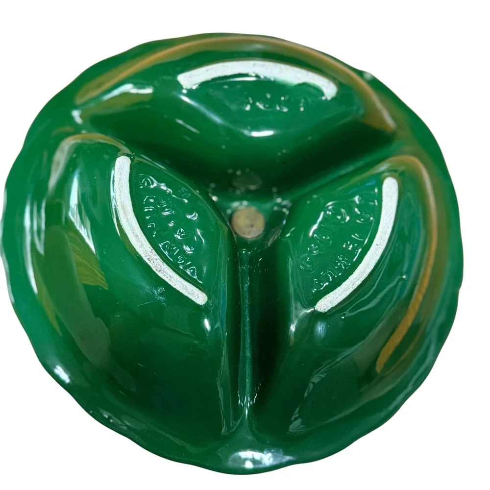 Lane & Co Van Nuys Calif 1960 Vintage Green Ceramic Divided Serving Dish Handle